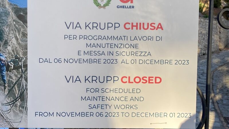 Via Krupp chiude per interventi di manutenzione