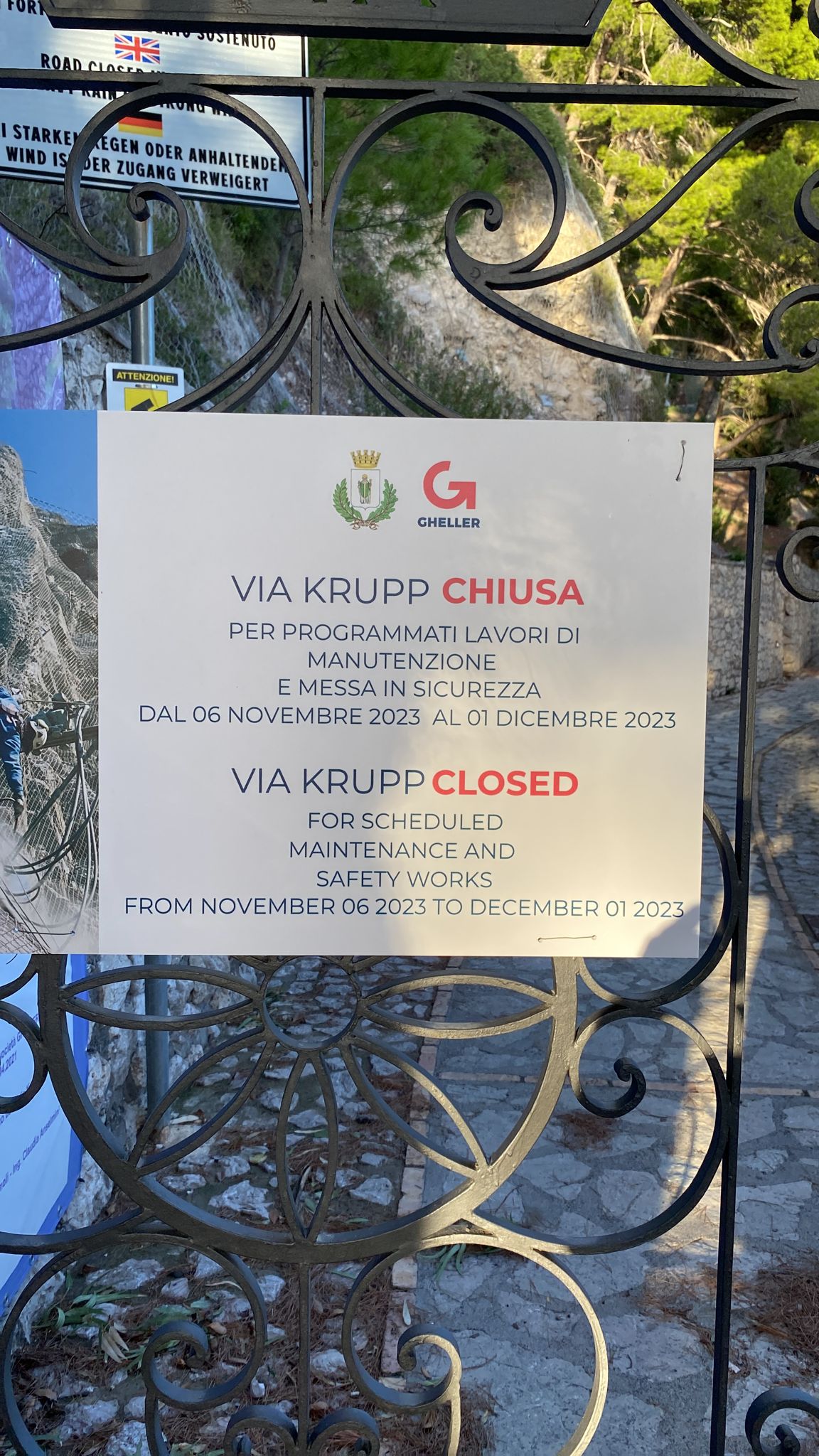 Via Krupp chiude per interventi di manutenzione