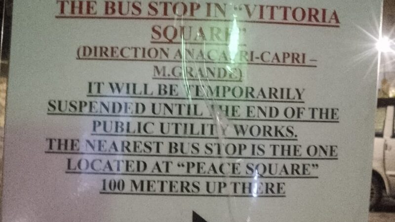L’Usb: “Soppressa per lavori la fermata bus in discesa di Piazza Vittoria ad Anacapri”