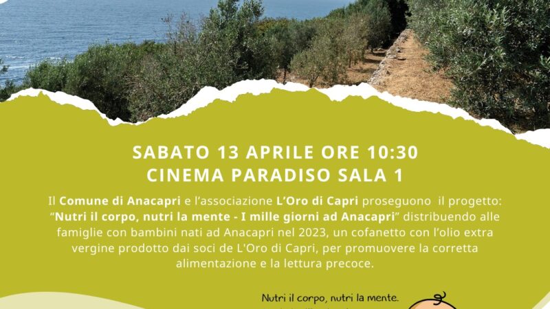 Progetto “Mamma Evo”, regala salute fin dai primi passi: evento ad Anacapri per promuovere l’alimentazione sana