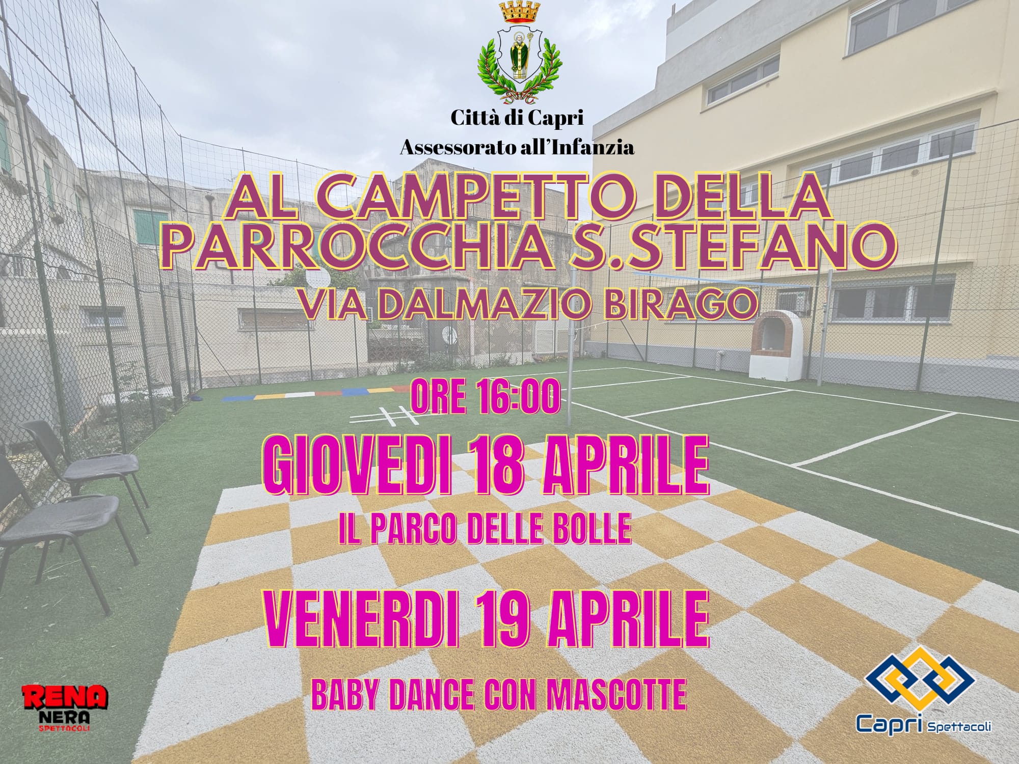 Doppio evento per i bambini al campetto della parrocchia di Capri in via Dalmazio Birago