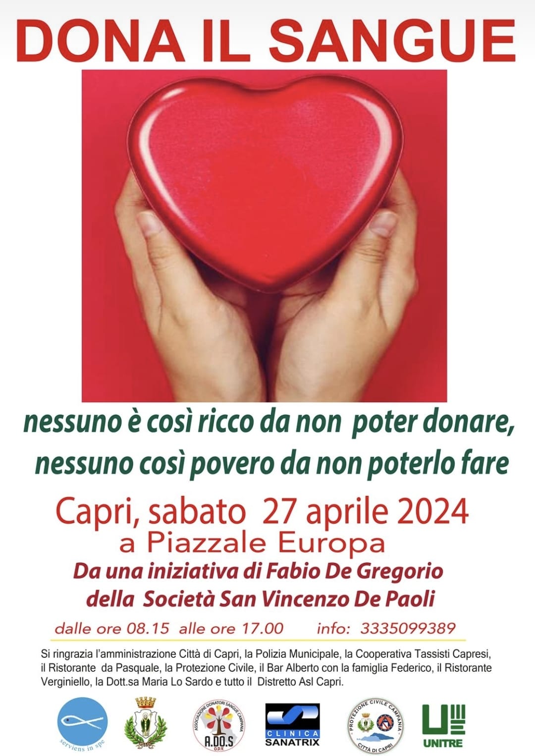 Giornata a Capri riservata alle donazioni del sangue
