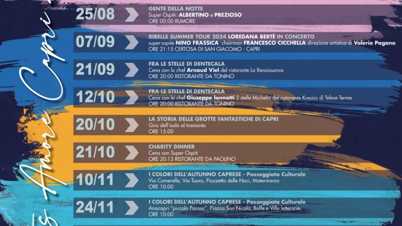 Ecco il calendario di “That’s Amore Capri 2024” tra spettacoli, musica, cultura, storia, tradizioni e gastronomia