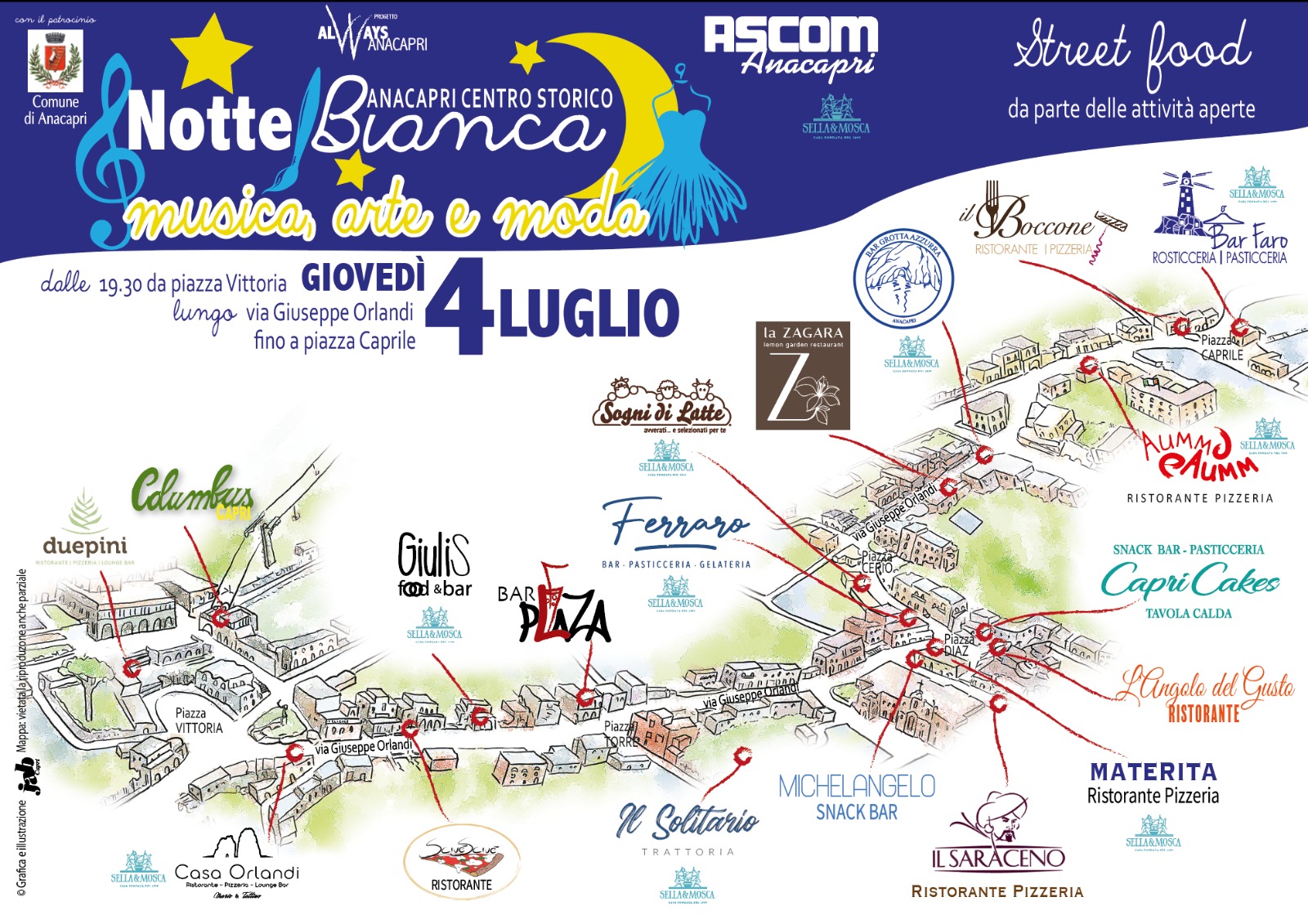 Quinta edizione della Notte Bianca del centro storico di Anacapri: il programma e il percorso