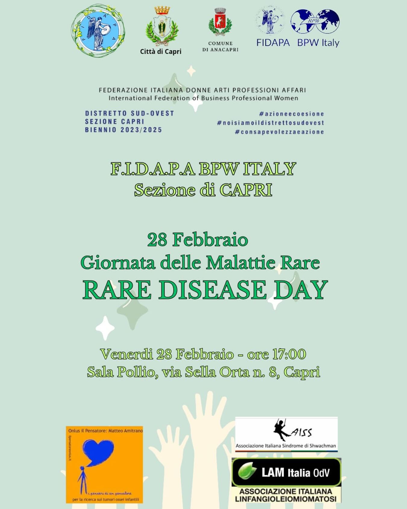 Giornata internazionale dedicata alle malattie rare: evento-incontro a Capri