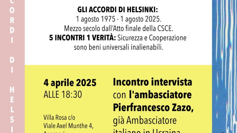 I Dialoghi di Anacapri: ciclo di incontri a Villa Rosa per riflettere sulla sicurezza e la cooperazione internazionale. Si inizia con l’intervista all’ambasciatore Zazo
