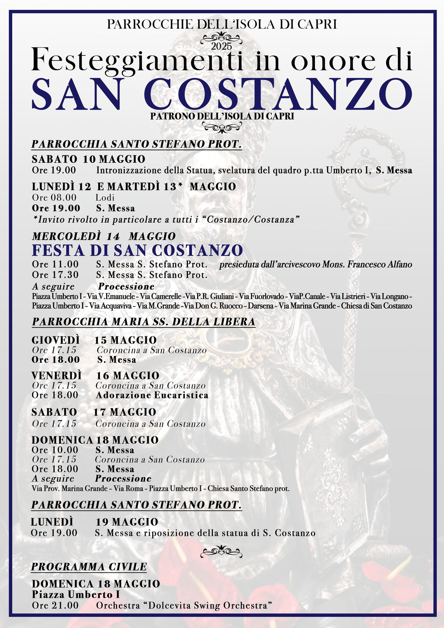 Si avvicina la festività di San Costanzo patrono di Capri: il programma delle celebrazioni