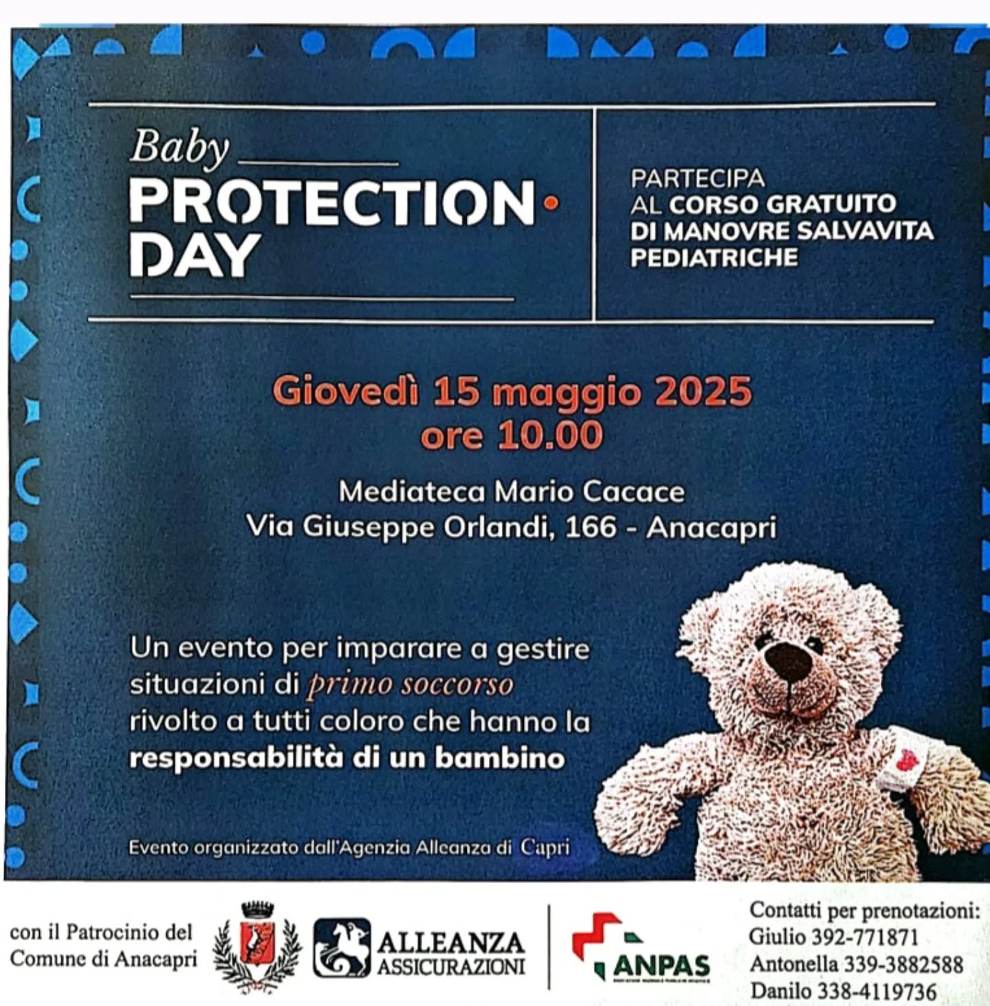 Baby protection day: ad Anacapri corso gratuito di manovre salvavita pediatriche