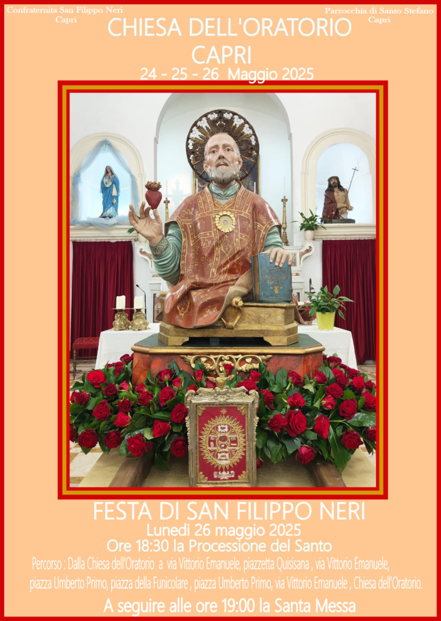 Festa di San Filippo Neri, processione nelle strade del centro di Capri