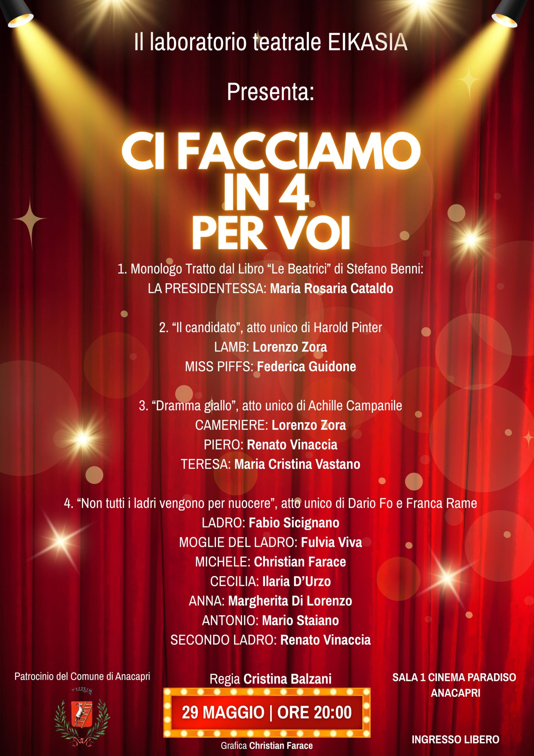 “Ci facciamo in 4 per voi” ad Anacapri a cura del laboratorio teatrale Eikasia