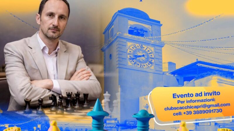 Grande evento scacchi a Capri: trenta giocatori impegnati in una simultanea con un ex campione del mondo in piazza Diaz