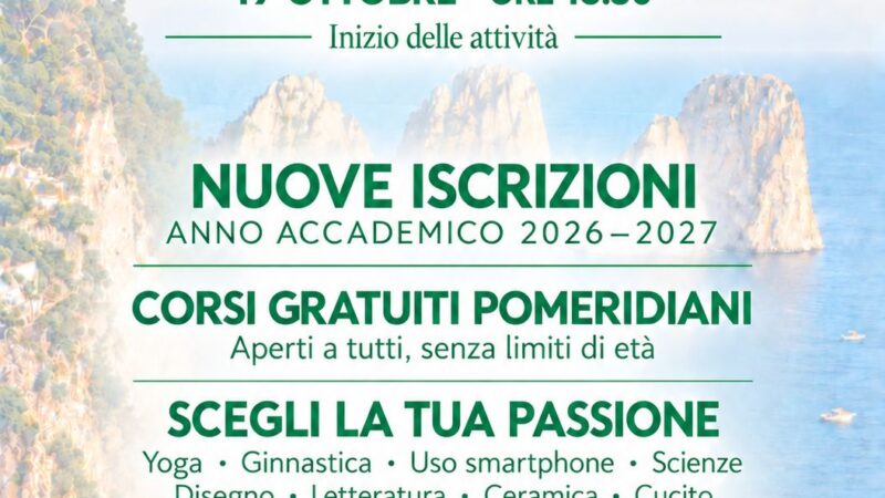 La curiosità non ha età: ripartono a Capri i corsi dell’Unitre per il 2026-2027